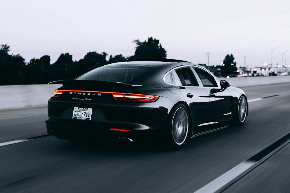 Performance car with custom wheels and lowered suspension